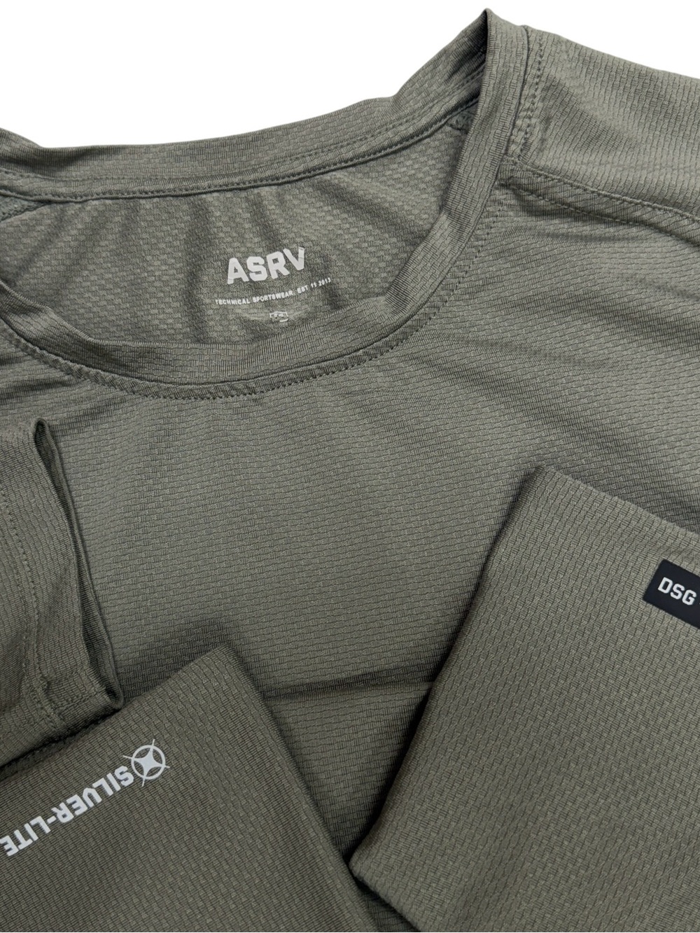ASRV Shirt Mens Medium Green Silver Lite Long Sleeve Tech Gym Training DSG-0149